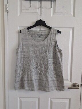 Neon Buddha Grey Asymmetric Tank Top 96% Cotton Lagenlook Art to Wear Boho - L